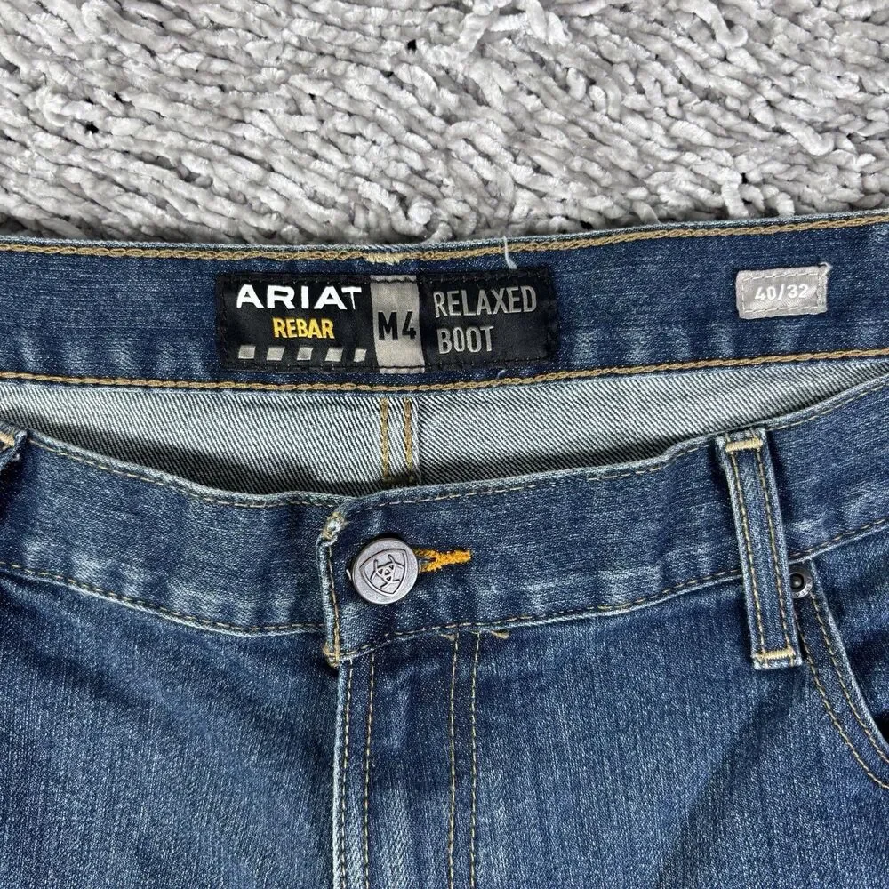 Ariat Rebar M4 Relaxed Boot Jeans Mens 40x32 Blue Denim Workwear Utility Bootcut